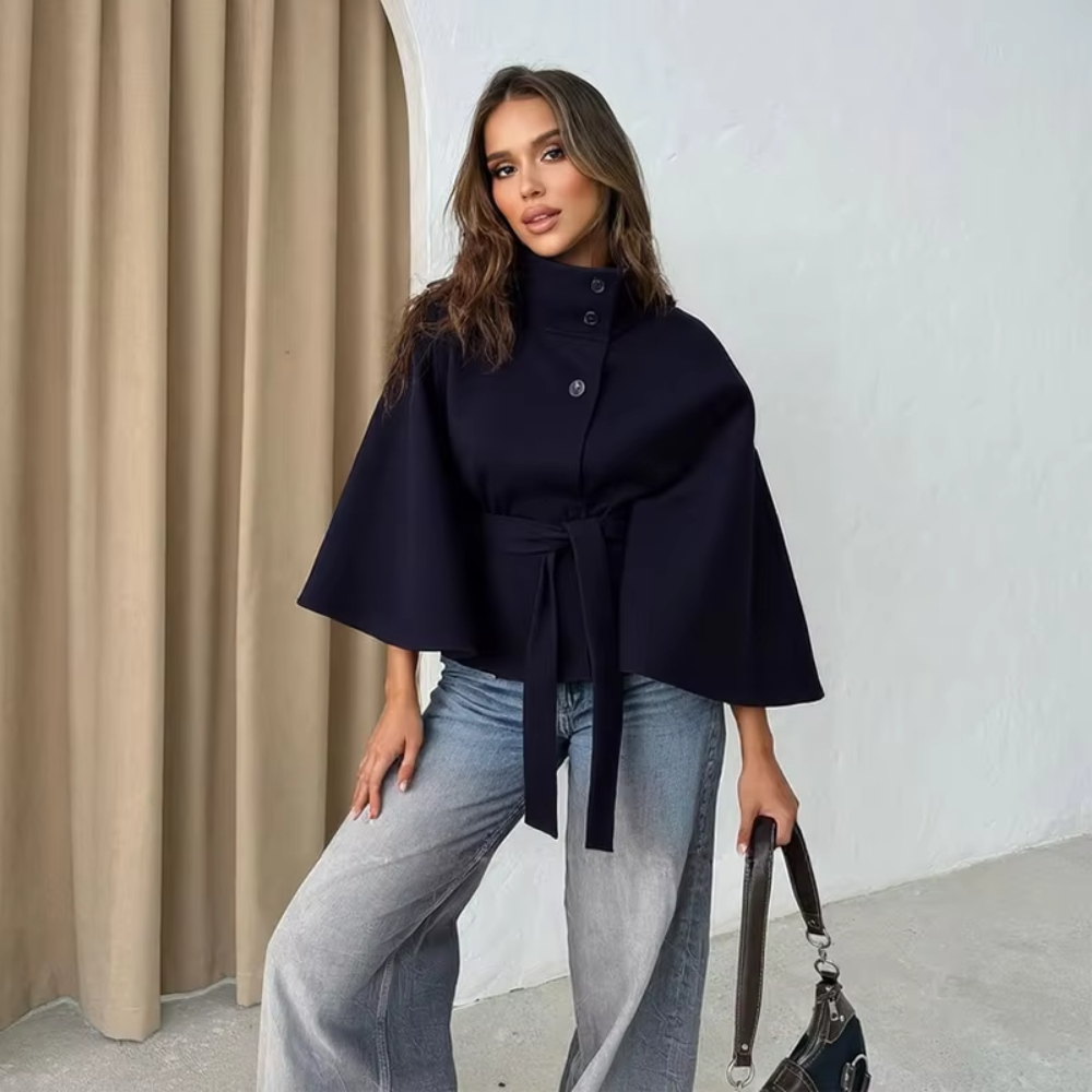 MANTEAU TRENCH OVERSIZE STRUCTURE BLEU MARINE