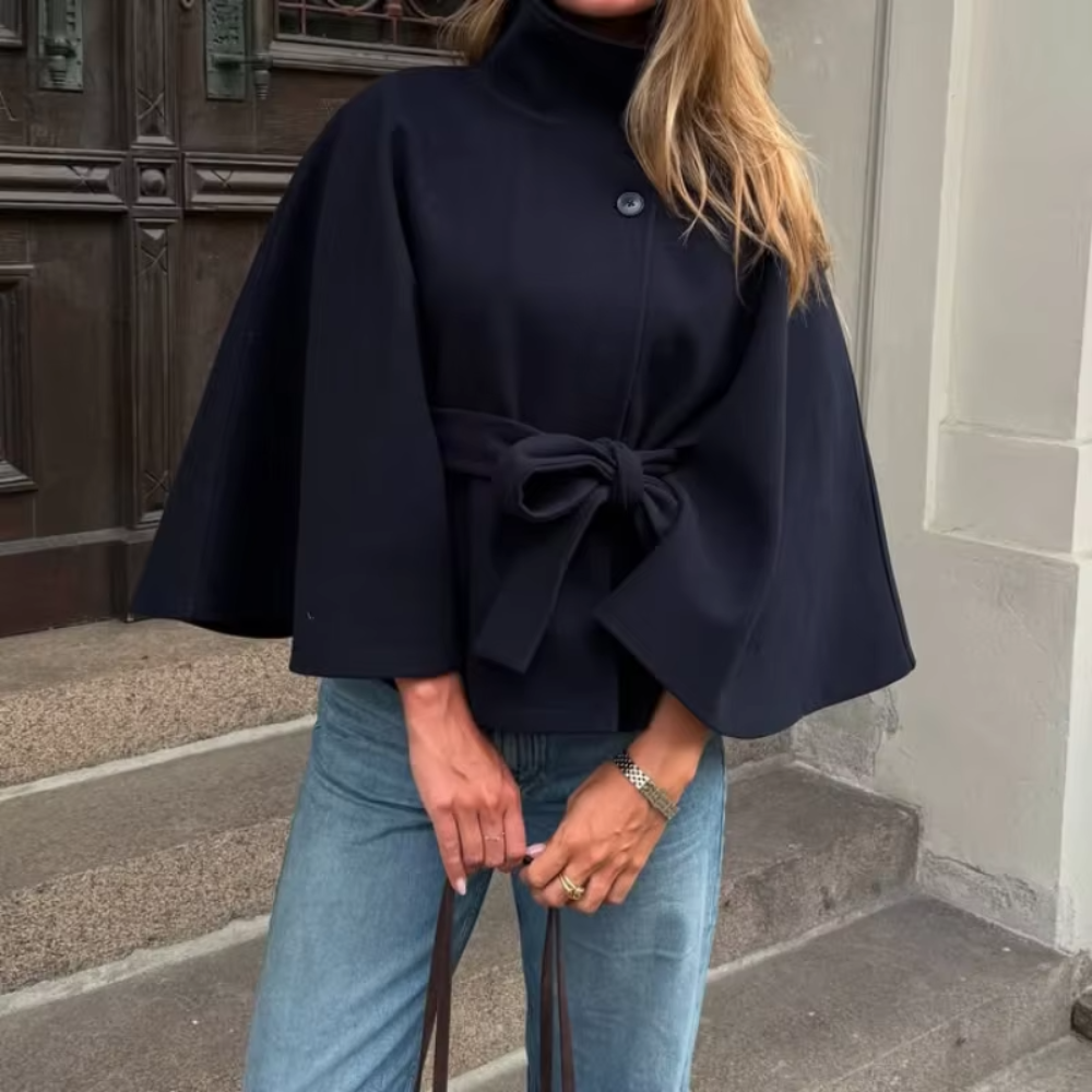 MANTEAU TRENCH OVERSIZE STRUCTURE BLEU MARINE