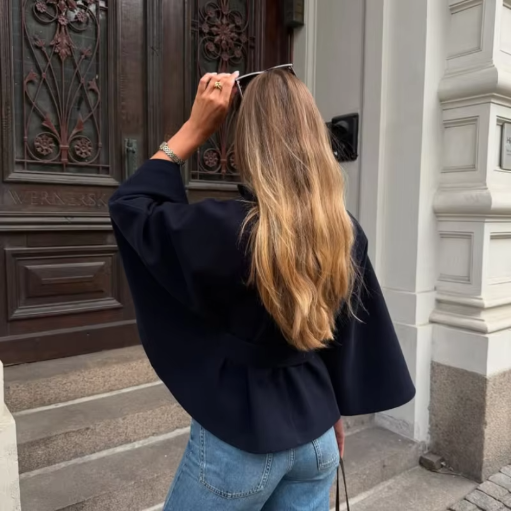 MANTEAU TRENCH OVERSIZE STRUCTURE BLEU MARINE