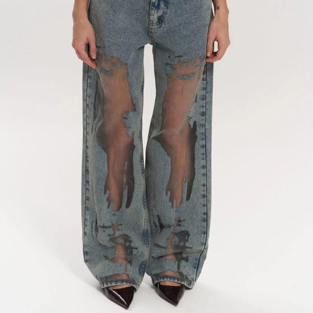 JEAN DENIM TRANSPARENT GRIS
