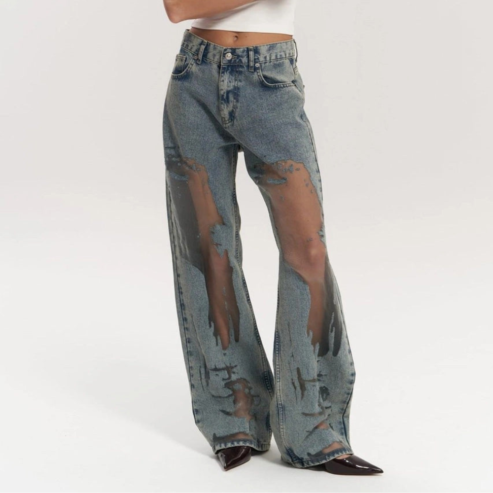JEAN DENIM TRANSPARENT GRIS